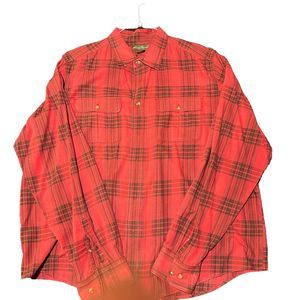 Eddie Bauer Long Sleeve Button Down Collar Red Plaid XX 2XL Cotton Casual Shirt